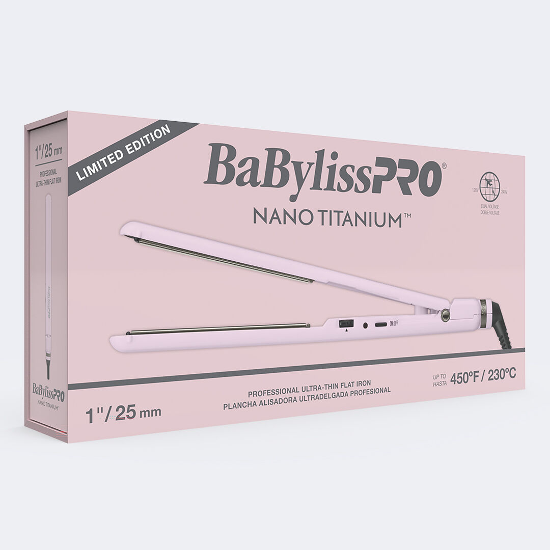 TAT miniRooro ピンク Pink Ultra-Thin Flat Iron | 1-Inch , Nano Titanium - BaBylissPRO